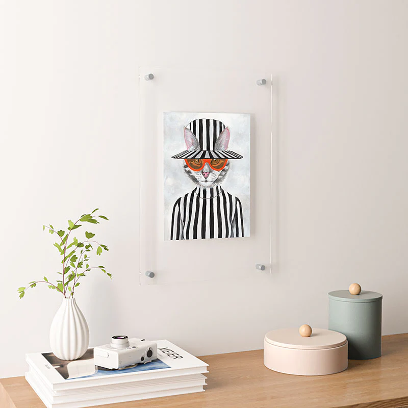 Coco de Paris Cat in stripy mood Floating Acrylic Print - Image 16
