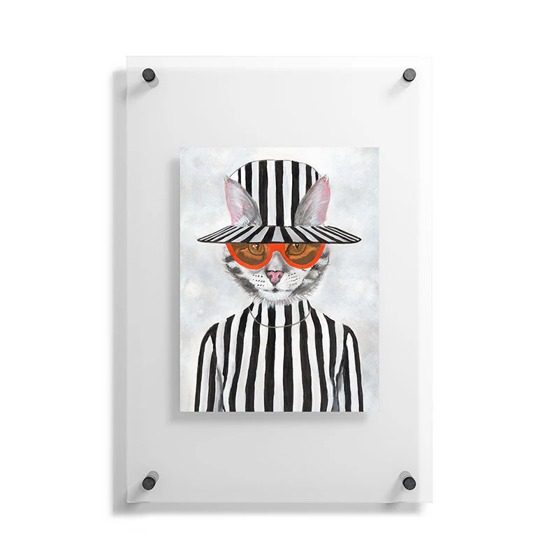 Coco de Paris Cat in stripy mood Floating Acrylic Print - Image 17