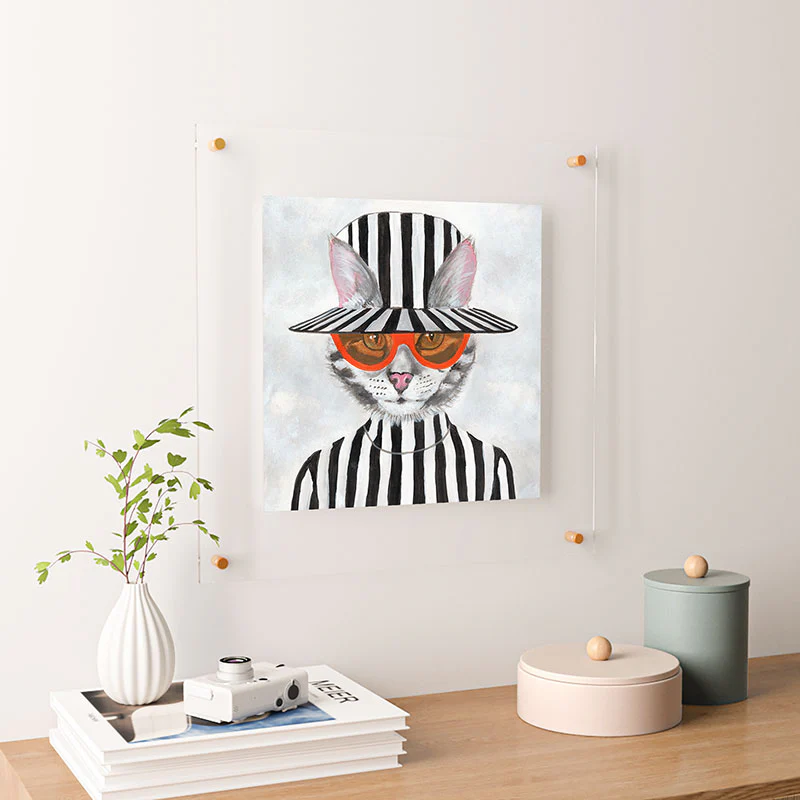 Coco de Paris Cat in stripy mood Floating Acrylic Print - Image 26