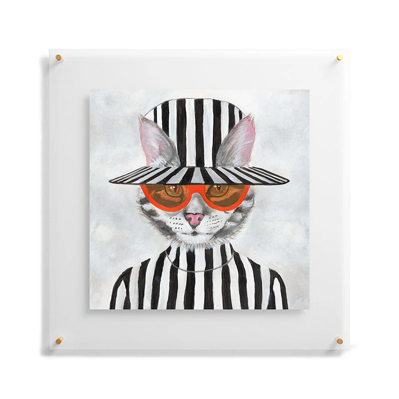 Coco de Paris Cat in stripy mood Floating Acrylic Print - Image 37