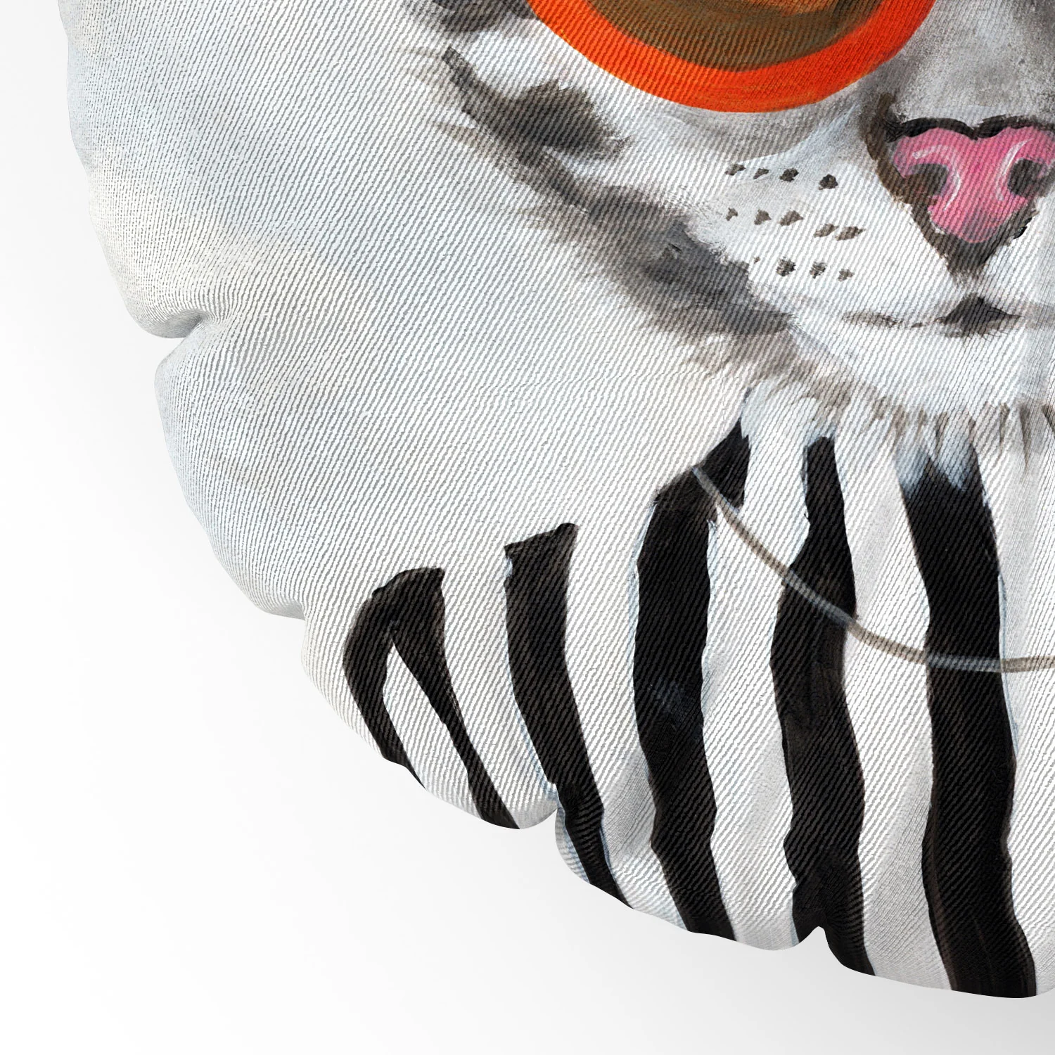 Coco de Paris Cat in stripy mood Floor Pillow Round - Image 5