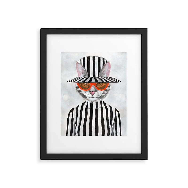 Coco de Paris Cat in stripy mood Framed Art Print - Image 25
