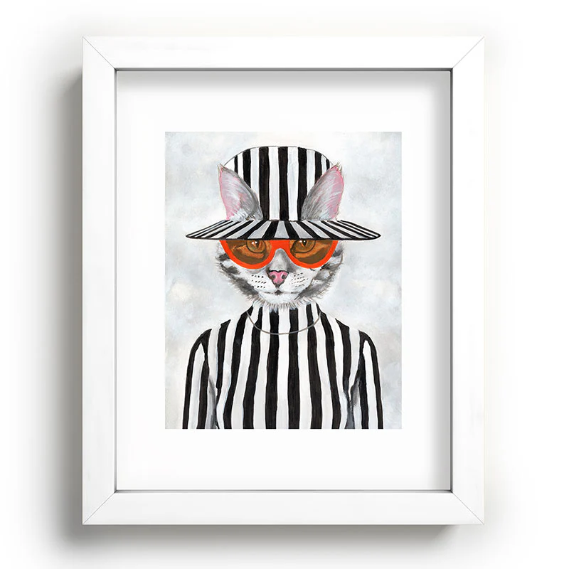 Coco de Paris Cat in stripy mood Recessed Framing Rectangle - Image 3