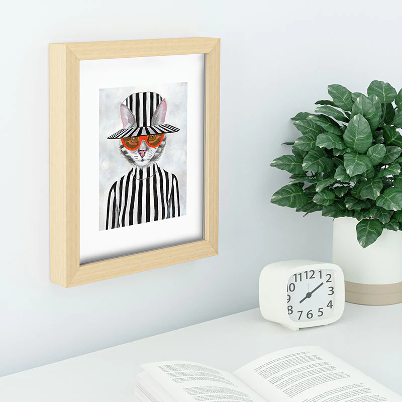 Coco de Paris Cat in stripy mood Recessed Framing Rectangle - Image 6