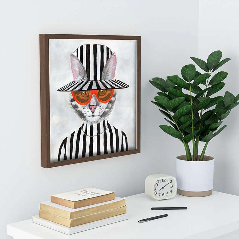 Coco de Paris Cat in stripy mood Recessed Framing Square - Image 16