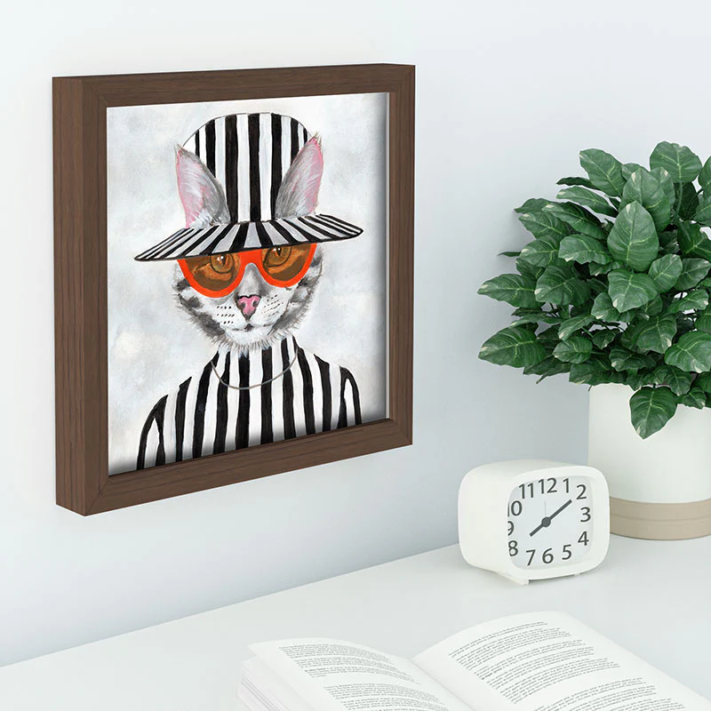 Coco de Paris Cat in stripy mood Recessed Framing Square - Image 8