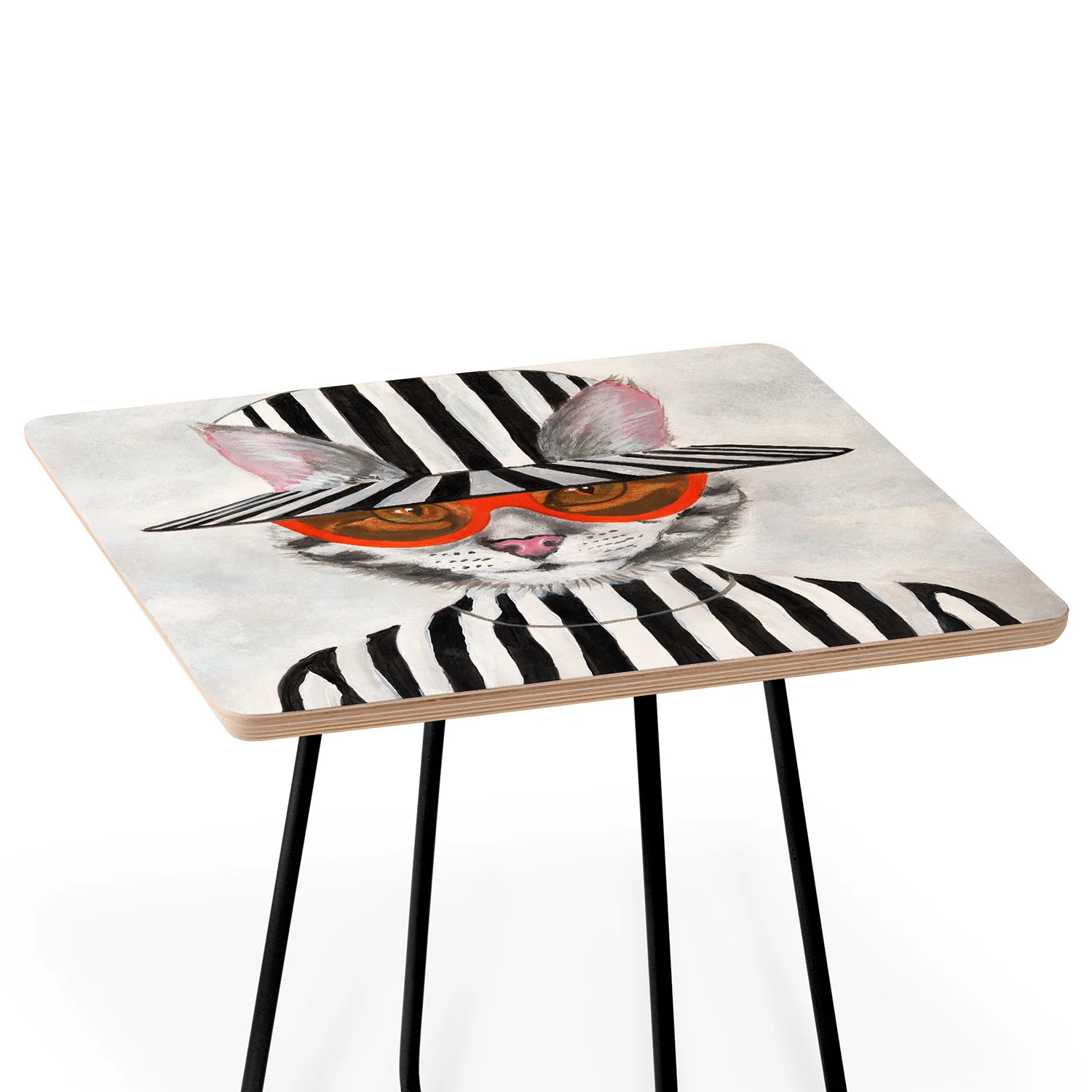 Coco de Paris Cat in stripy mood Side Table - Image 4