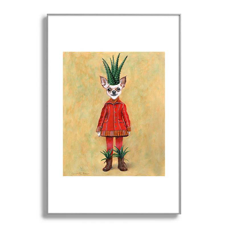 Coco de Paris Chihuahua Cactus Metal Framed Art Print - Image 41