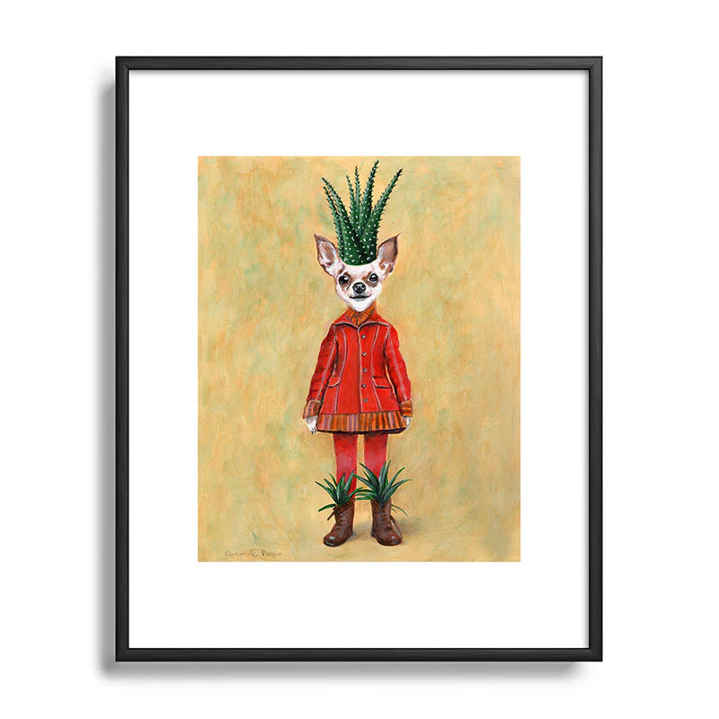 Coco de Paris Chihuahua Cactus Metal Framed Art Print - Image 9