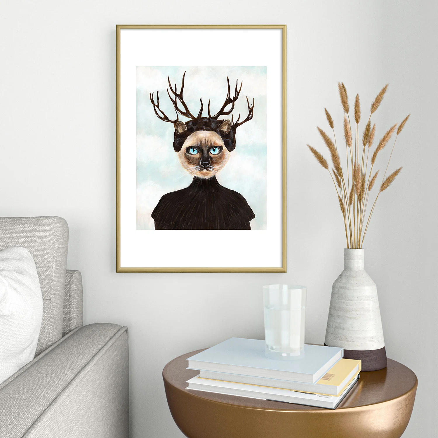 Coco de Paris Deer Cat Metal Framed Art Print - Image 14