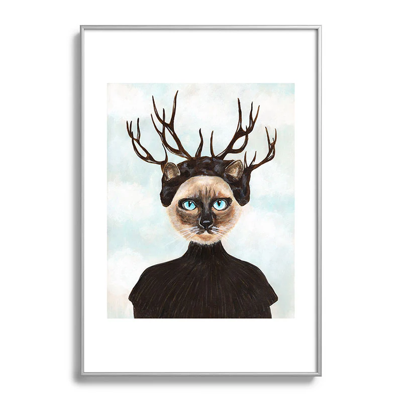 Coco de Paris Deer Cat Metal Framed Art Print - Image 17