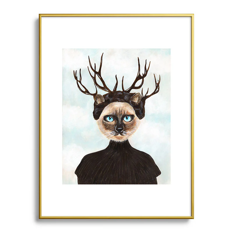 Coco de Paris Deer Cat Metal Framed Art Print - Image 25