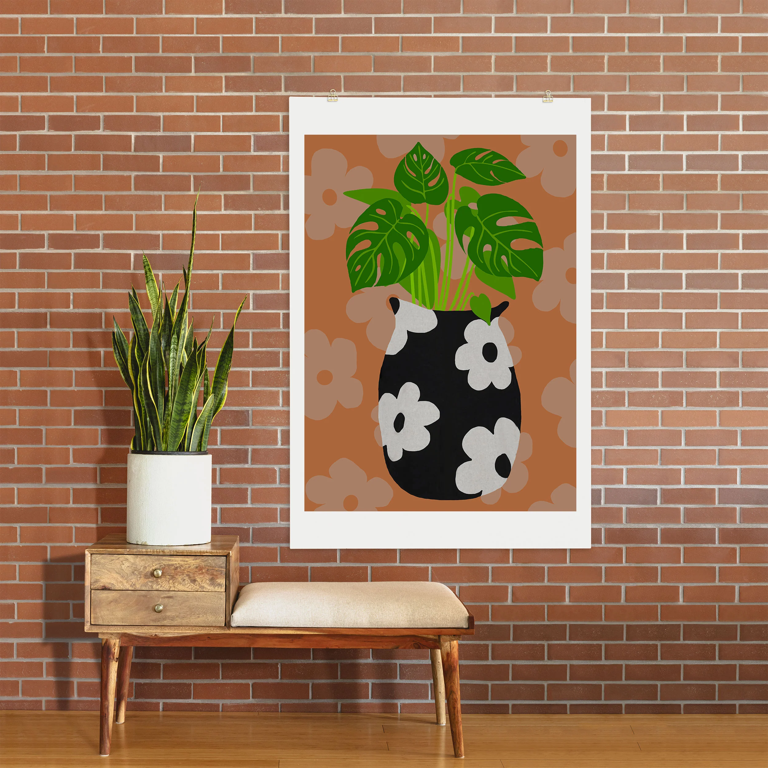 Coco de Paris Green plant retro style 1 Art Print - Image 26