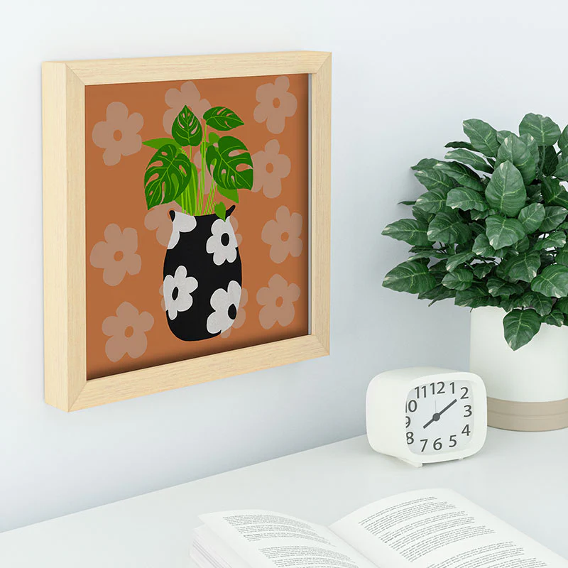 Coco de Paris Green plant retro style 1 Recessed Framing Square - Image 6
