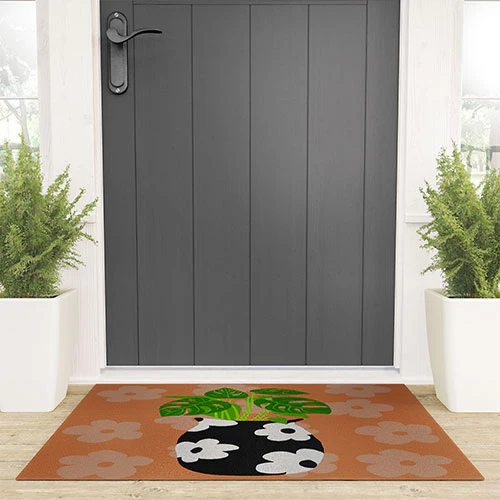 Coco de Paris Green plant retro style 1 Welcome Mat - Image 4