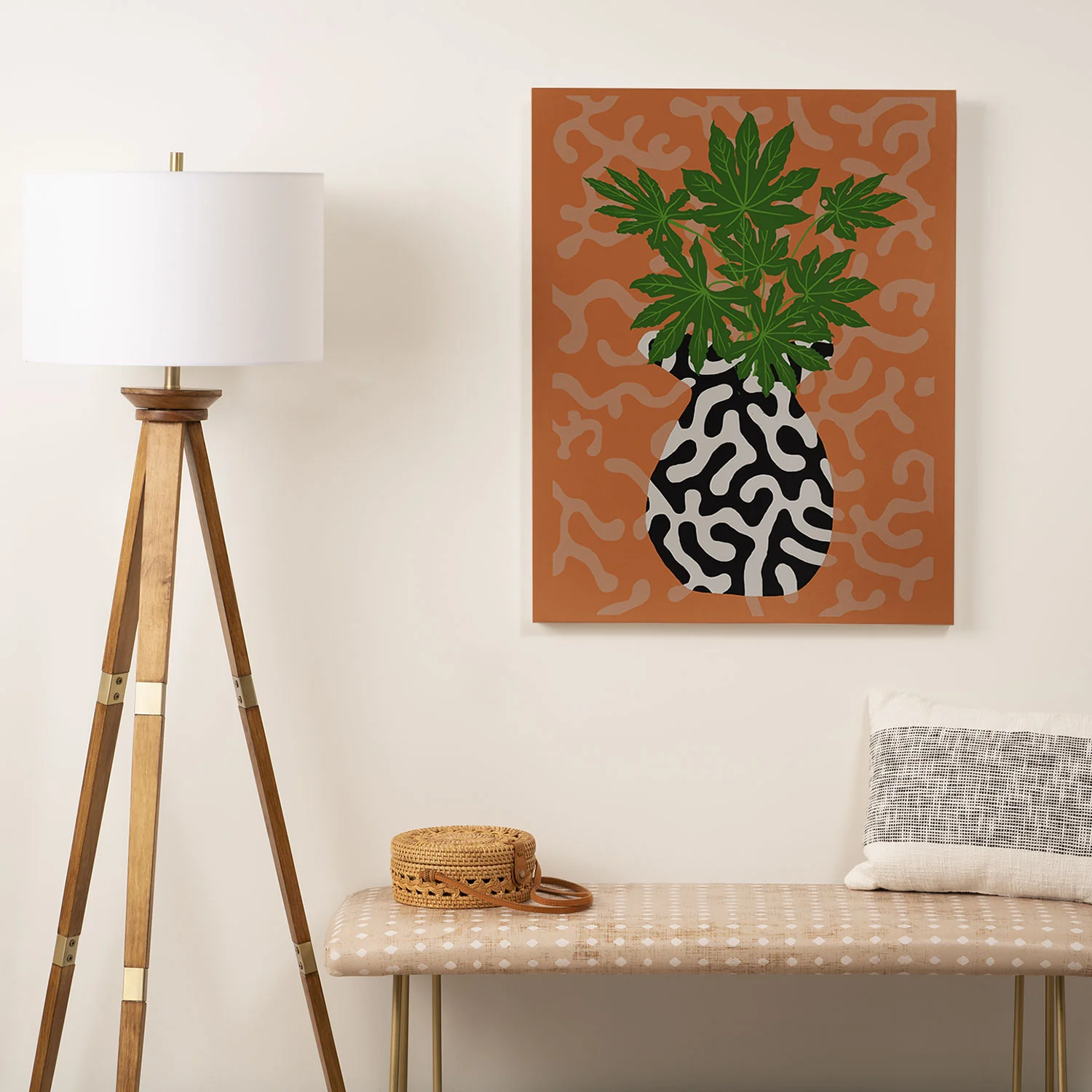 Coco de Paris Green plant retro style 2 Art Canvas - Image 4