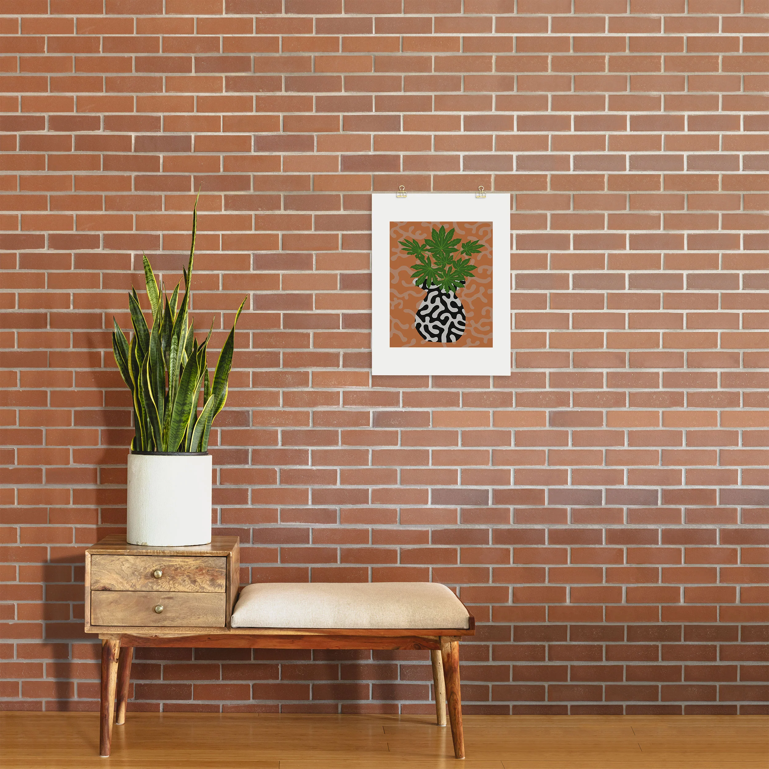 Coco de Paris Green plant retro style 2 Art Print - Image 11