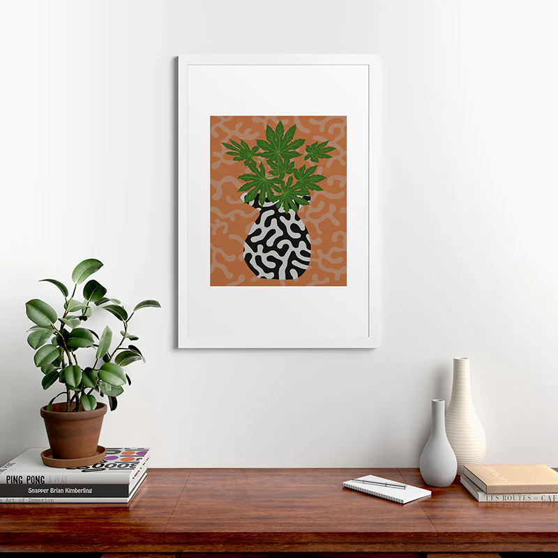 Coco de Paris Green plant retro style 2 Framed Art Print - Image 24