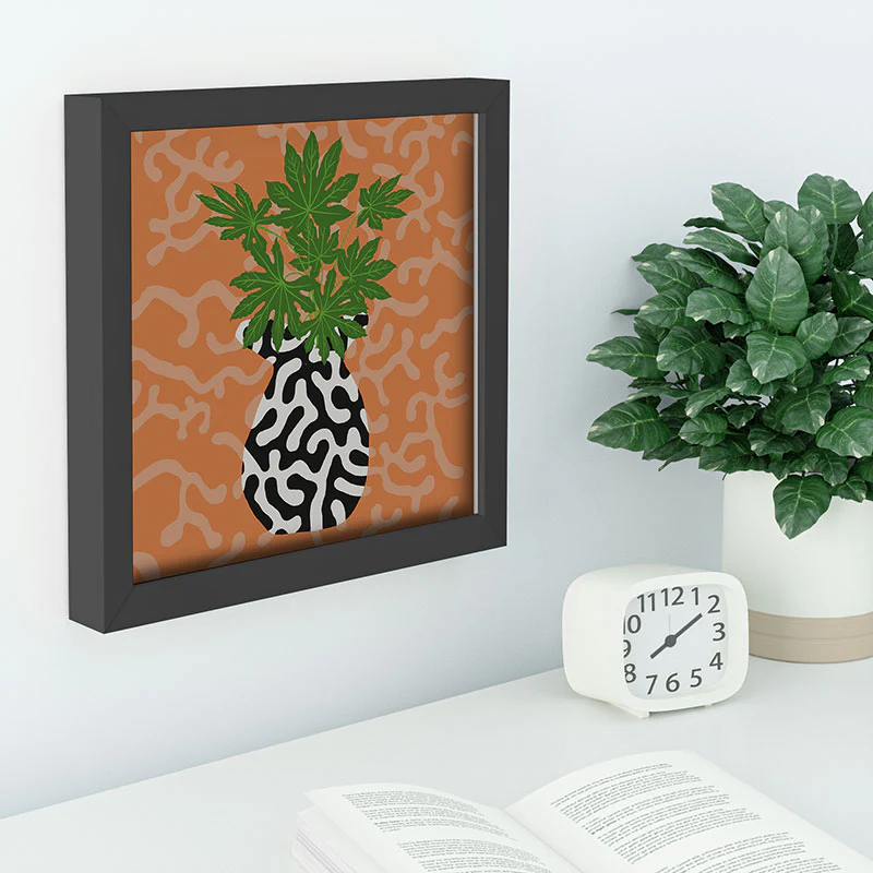 Coco de Paris Green plant retro style 2 Recessed Framing Square - Image 2