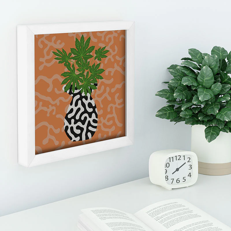 Coco de Paris Green plant retro style 2 Recessed Framing Square - Image 4