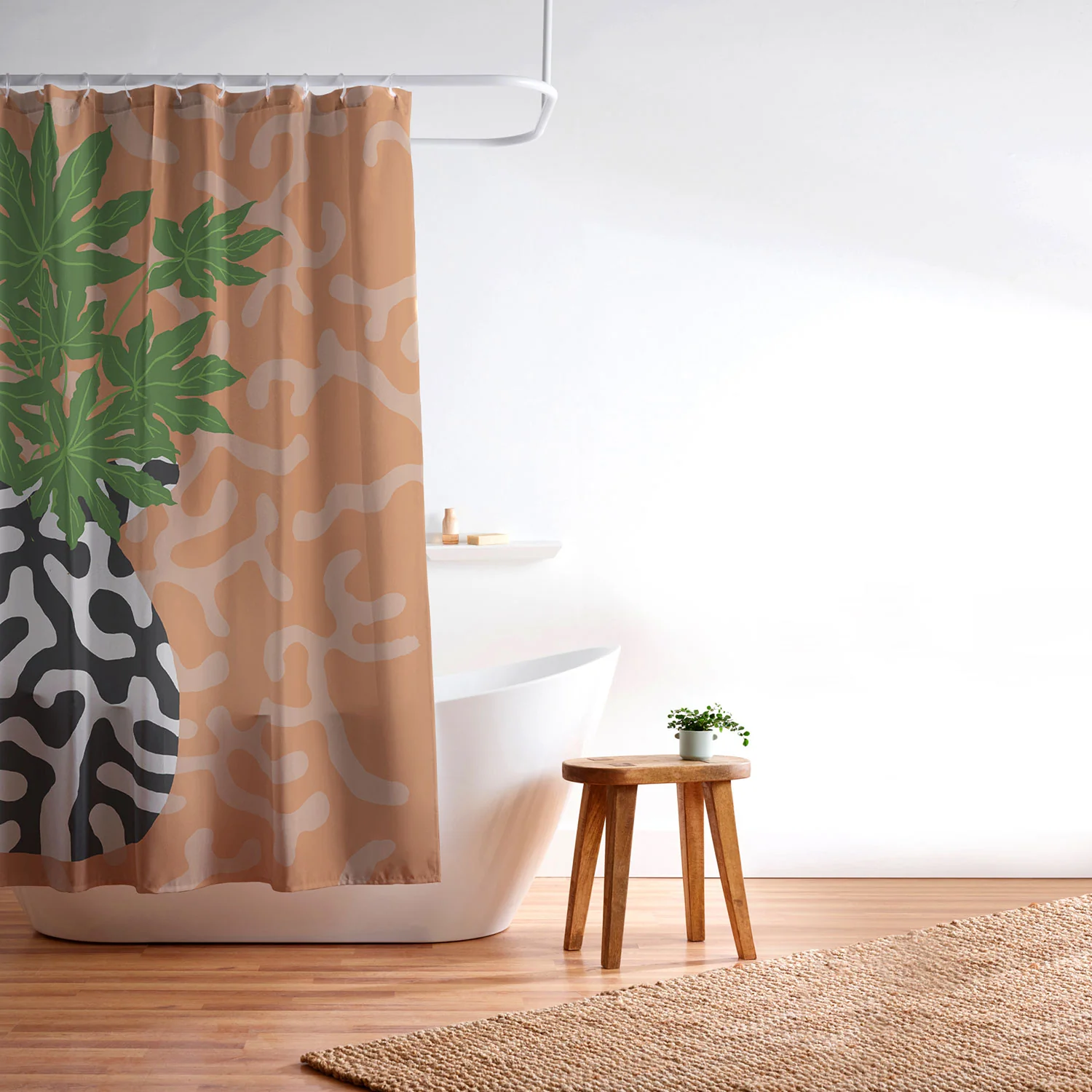 Coco de Paris Green plant retro style 2 Shower Curtain - Image 3