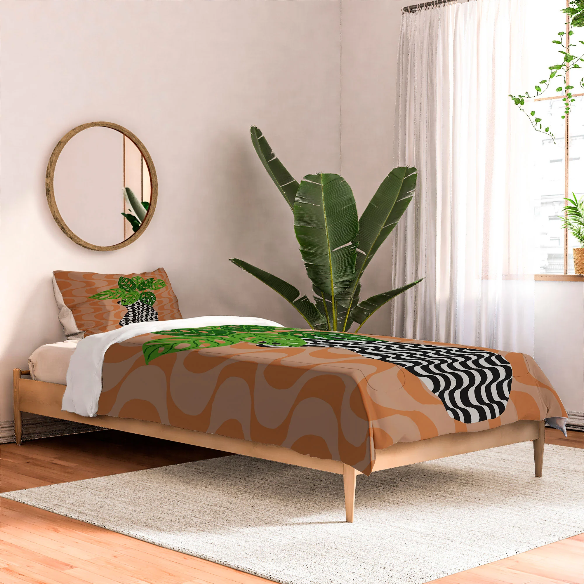 Coco de Paris Green plant retro style 4 Comforter - Image 8