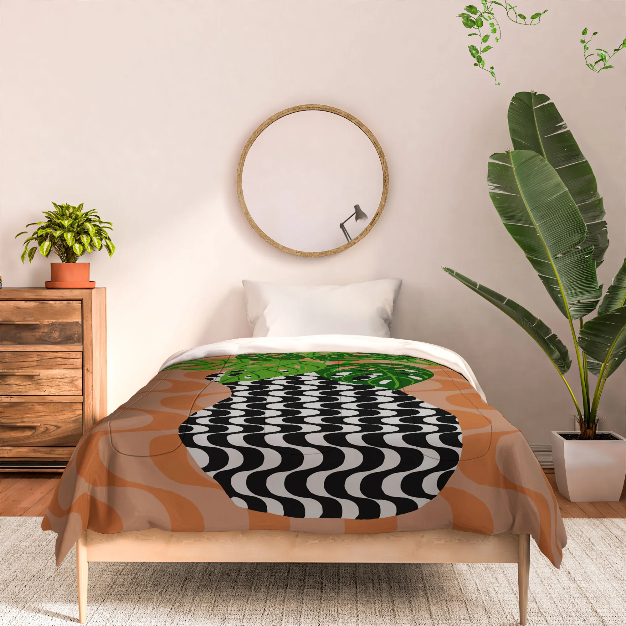 Coco de Paris Green plant retro style 4 Comforter - Image 9