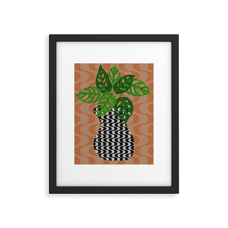 Coco de Paris Green plant retro style 4 Framed Art Print - Image 29