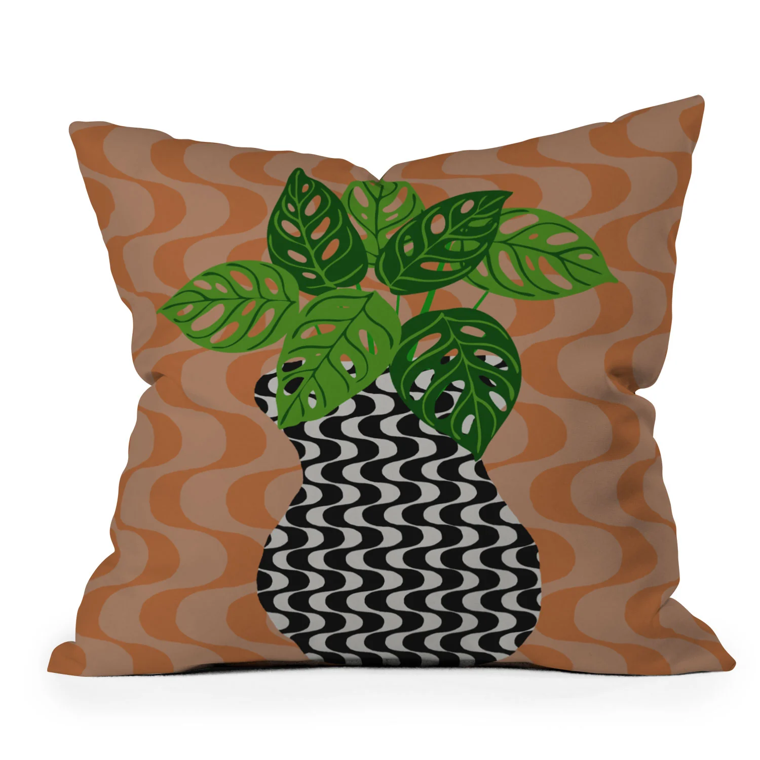 Coco de Paris Green plant retro style 4 Outdoor Throw Pillow - Image 2