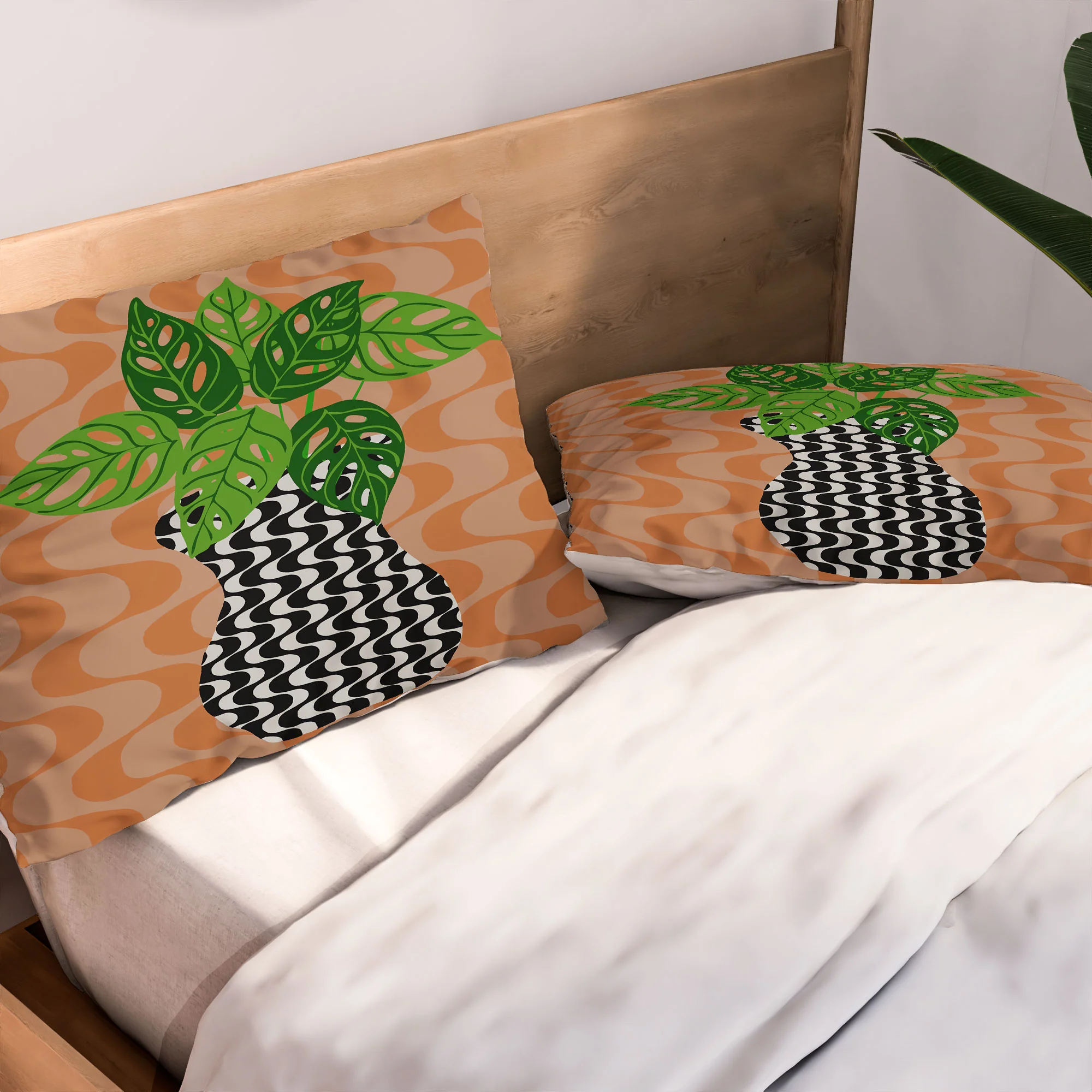 Coco de Paris Green plant retro style 4 Pillow Shams - Image 2