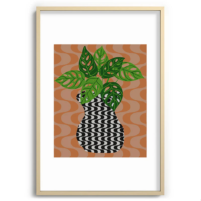 Coco de Paris Green plant retro style 4 Recessed Framing Rectangle - Image 29