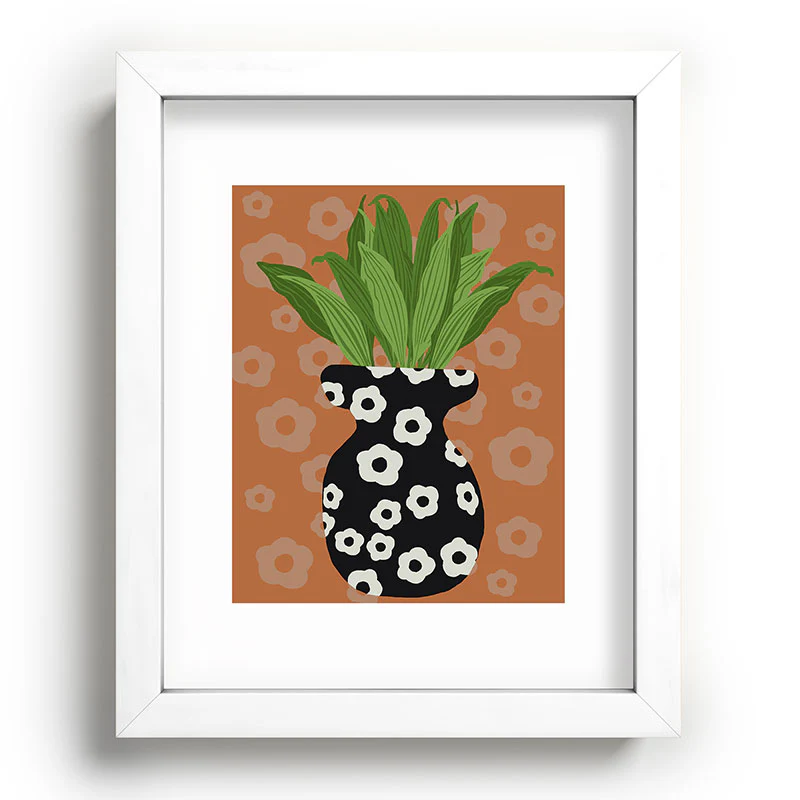 Coco de Paris Green plant retro style 5 Recessed Framing Rectangle - Image 3