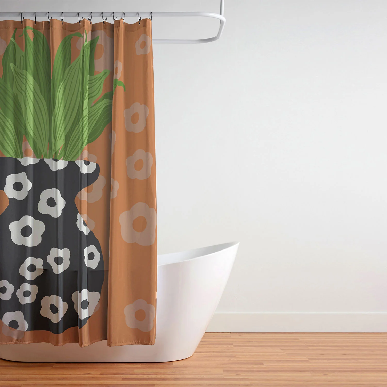Coco de Paris Green plant retro style 5 Shower Curtain - Image 4