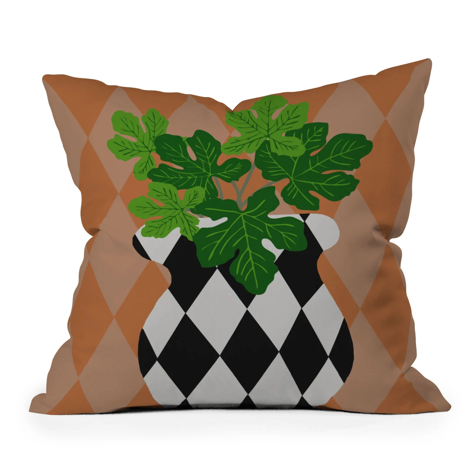Coco de Paris Green plant retro style 6 Outdoor Throw Pillow - Image 3