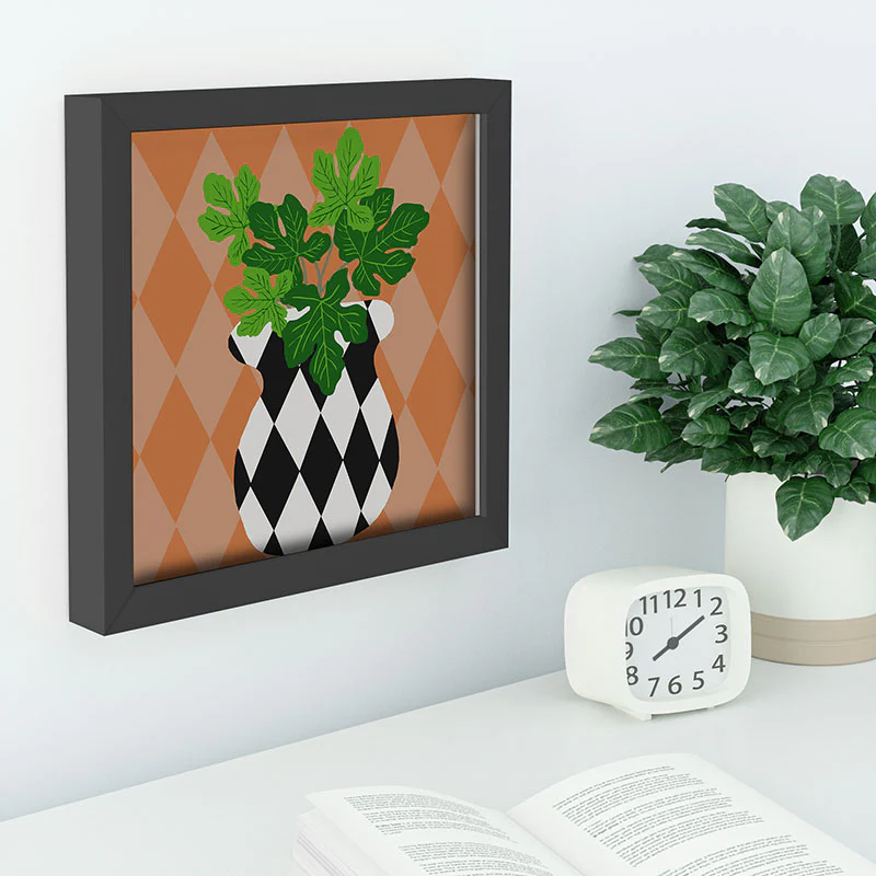 Coco de Paris Green plant retro style 6 Recessed Framing Square - Image 2