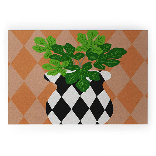 Coco de Paris Green plant retro style 6 Welcome Mat - Image 2