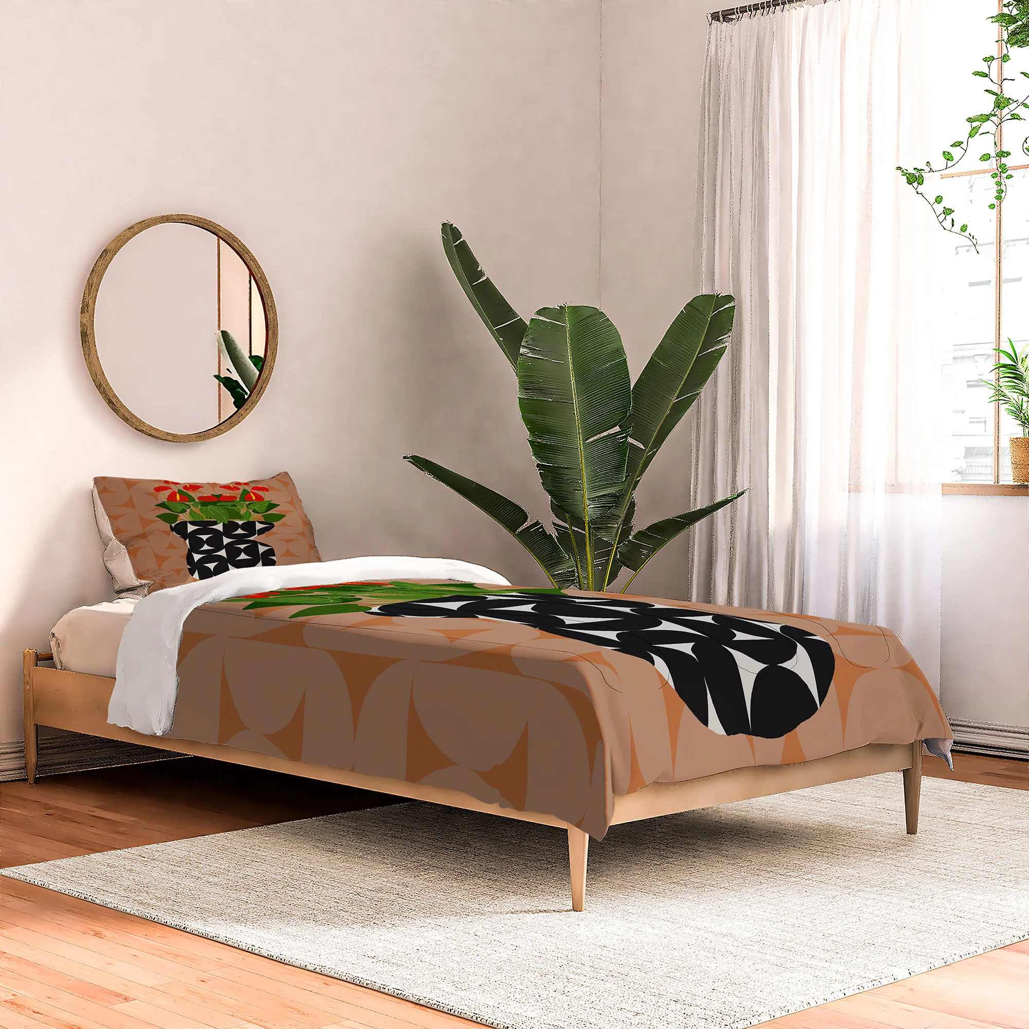 Coco de Paris Green plant retro style 7 Comforter - Image 5