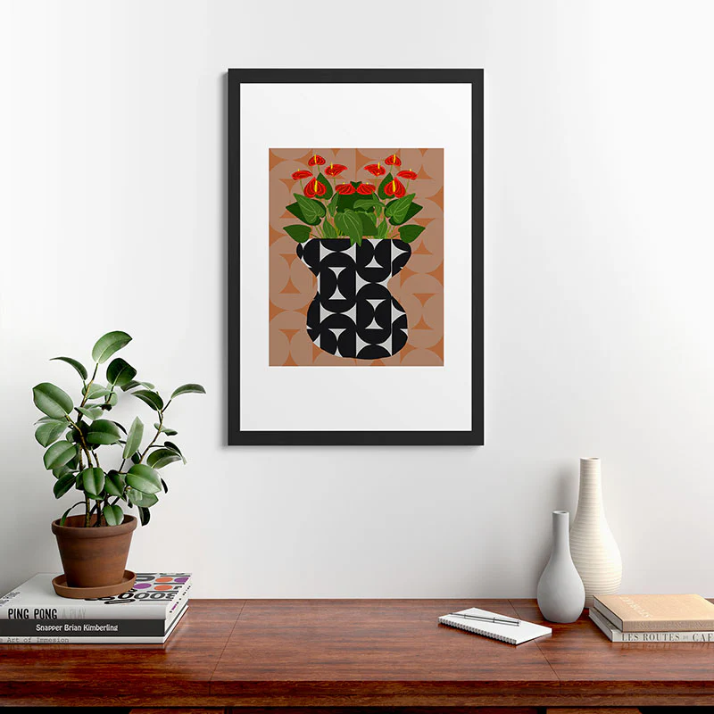 Coco de Paris Green plant retro style 7 Framed Art Print - Image 11