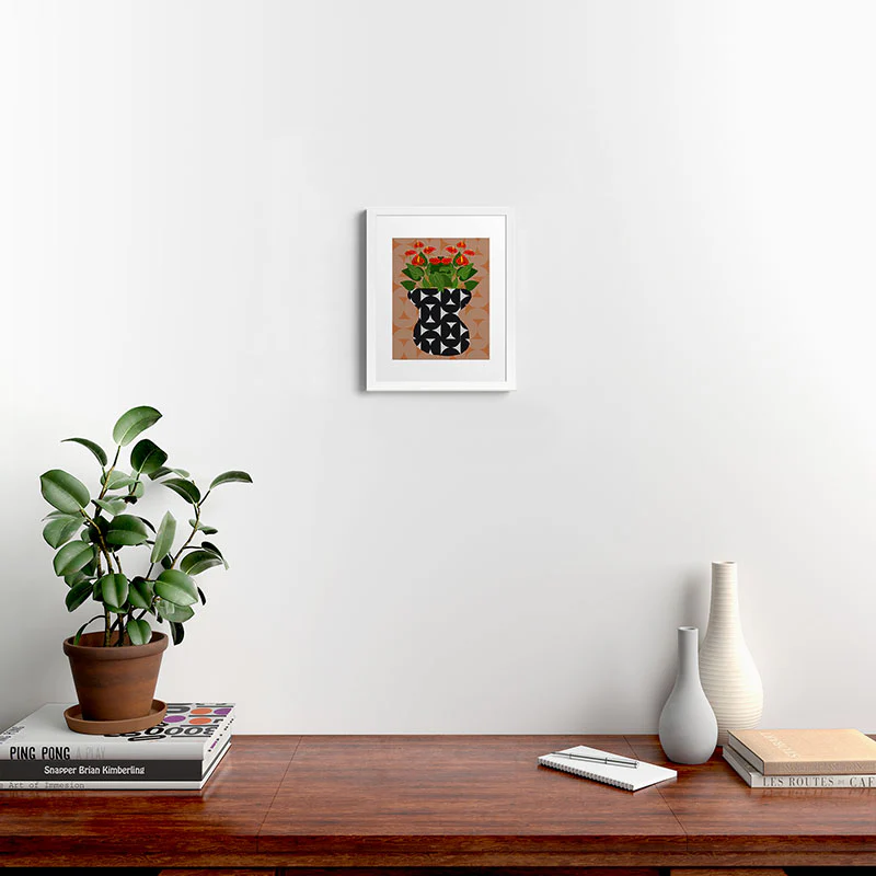 Coco de Paris Green plant retro style 7 Framed Art Print - Image 39