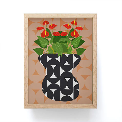 Coco de Paris Green plant retro style 7 Framed Mini Art Print - Image 4