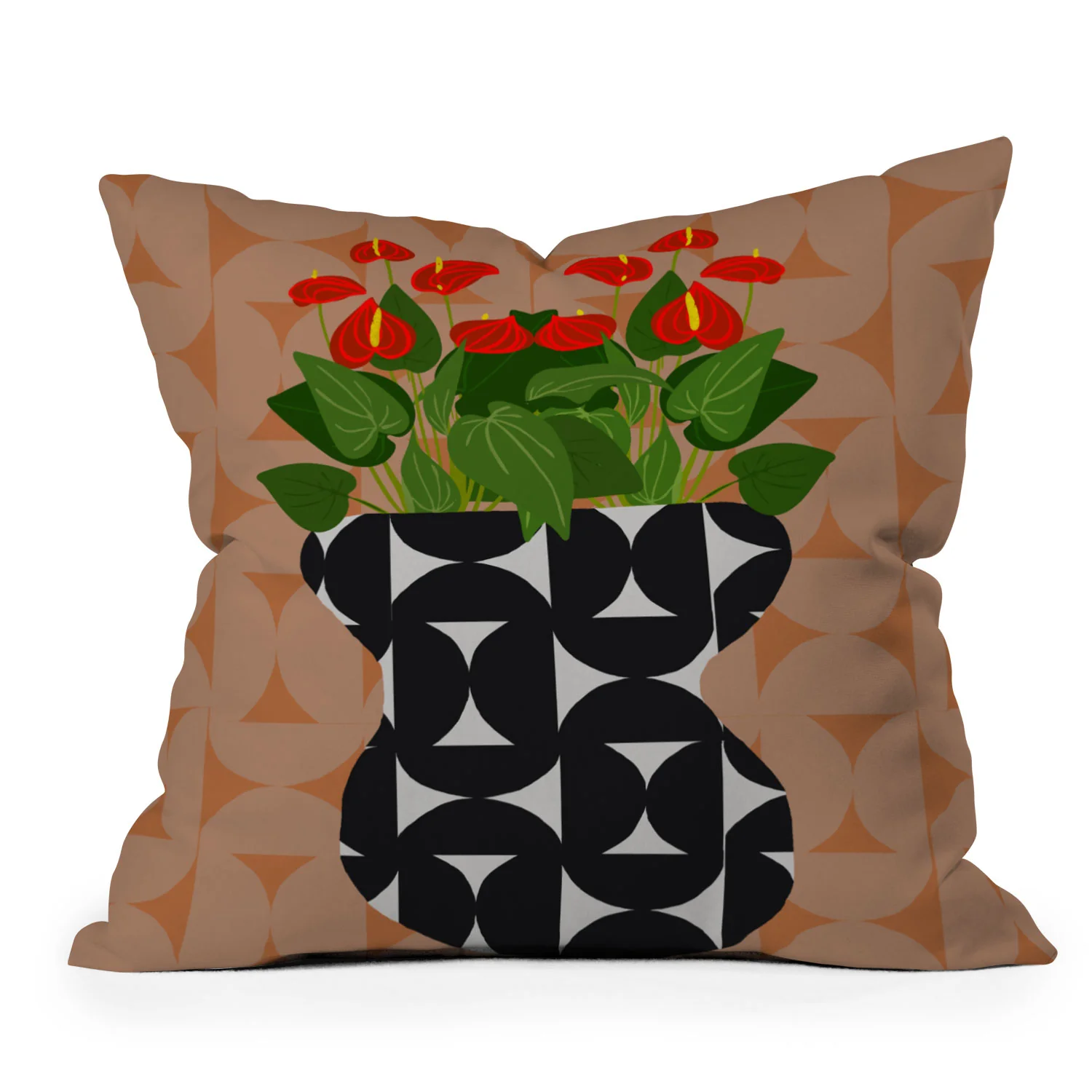 Coco de Paris Green plant retro style 7 Outdoor Throw Pillow