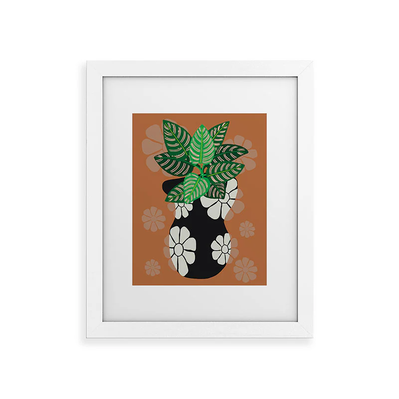 Coco de Paris Green plant retro style 8 Framed Art Print - Image 23
