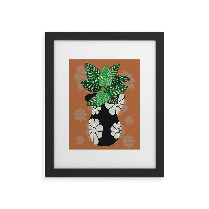 Coco de Paris Green plant retro style 8 Framed Art Print - Image 3
