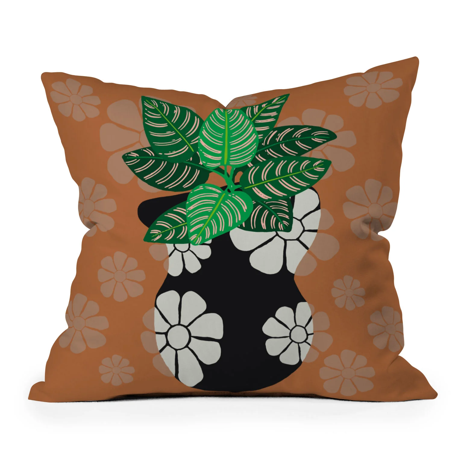 Coco de Paris Green plant retro style 8 Outdoor Throw Pillow - Image 3
