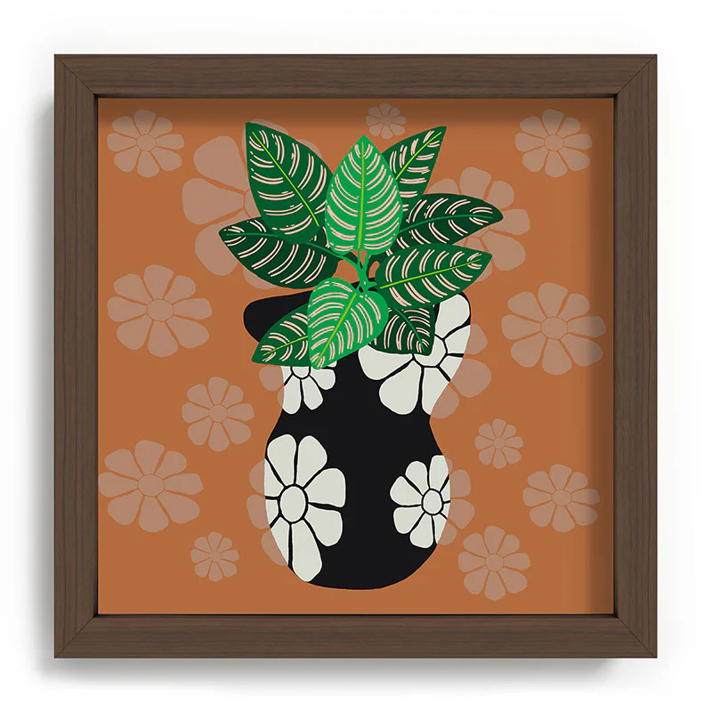 Coco de Paris Green plant retro style 8 Recessed Framing Square - Image 7