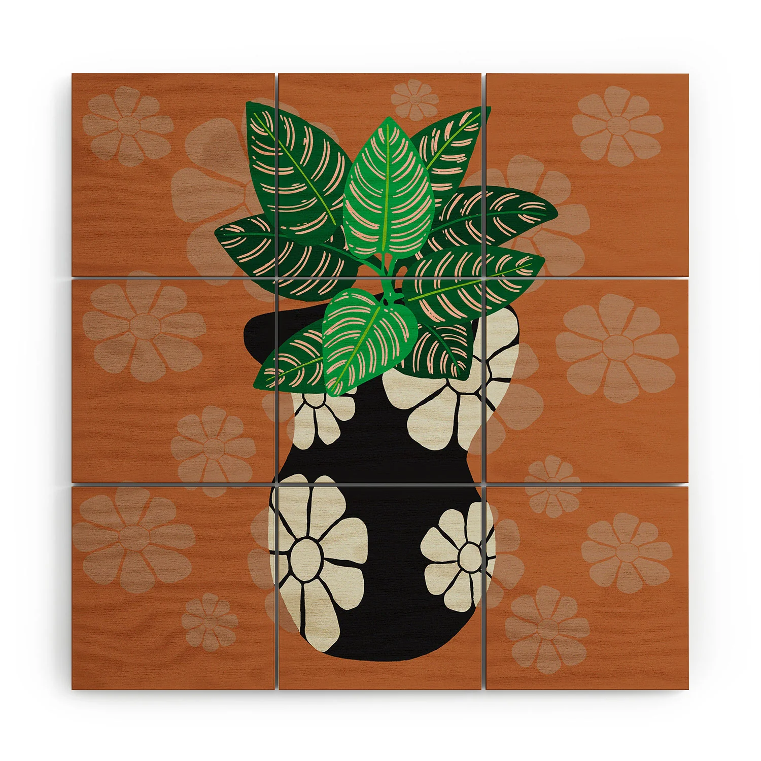 Coco de Paris Green plant retro style 8 Wood Wall Mural - Image 2