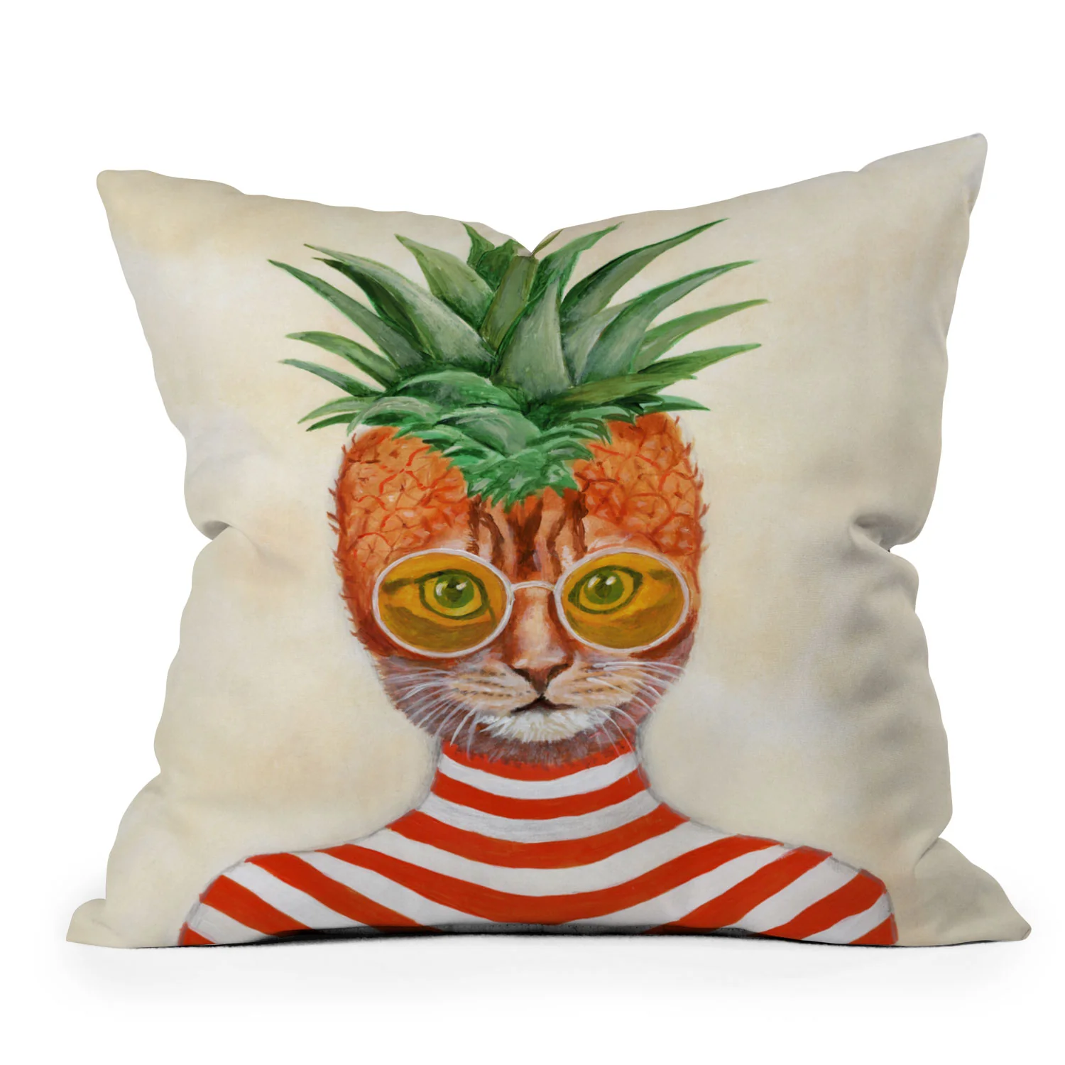 Coco de Paris Pineapple Cat Outdoor Throw Pillow - Image 2