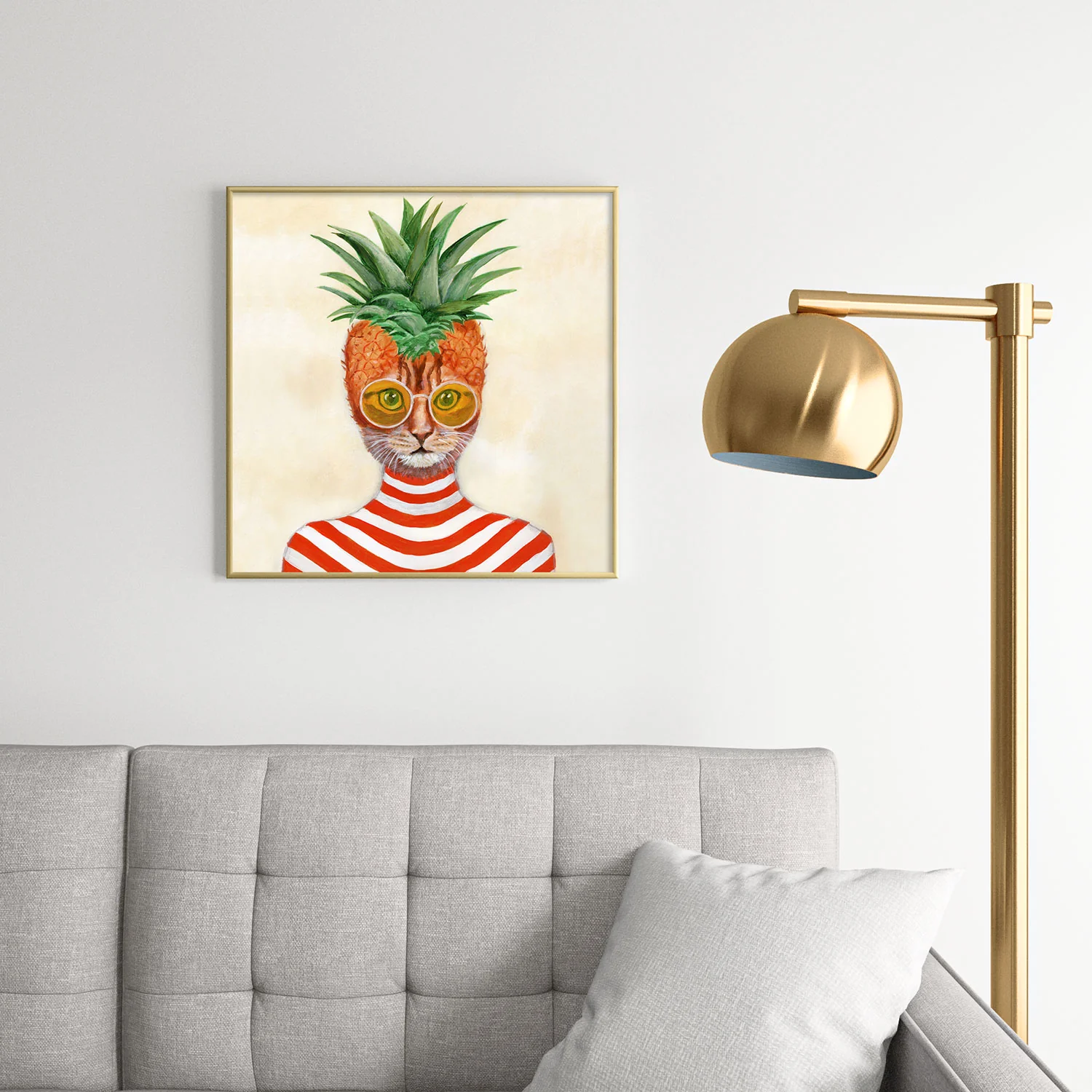 Coco de Paris Pineapple Cat Square Metal Framed Art Print - Image 14