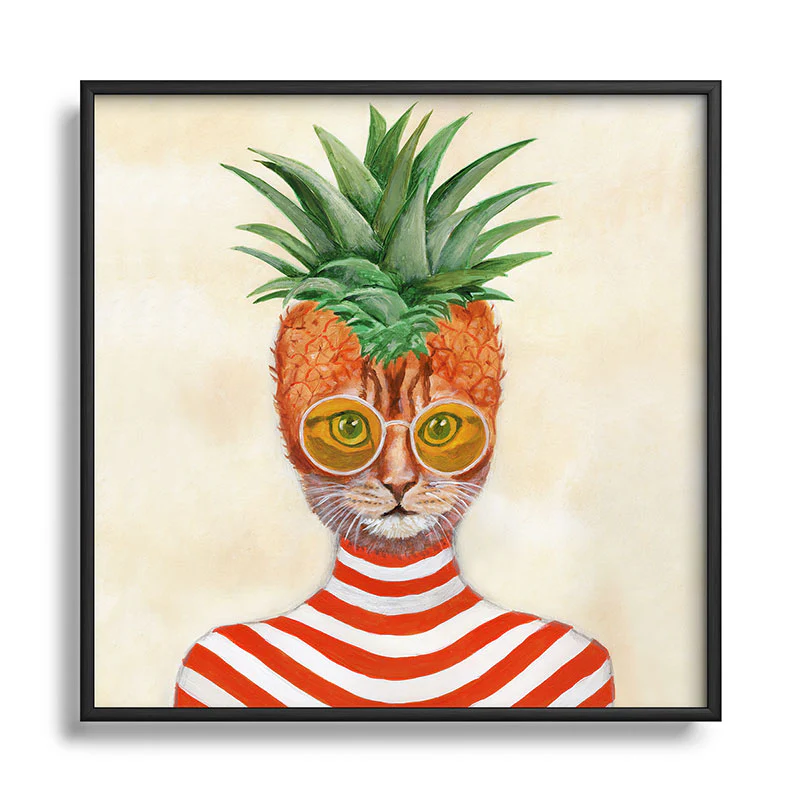 Coco de Paris Pineapple Cat Square Metal Framed Art Print - Image 9