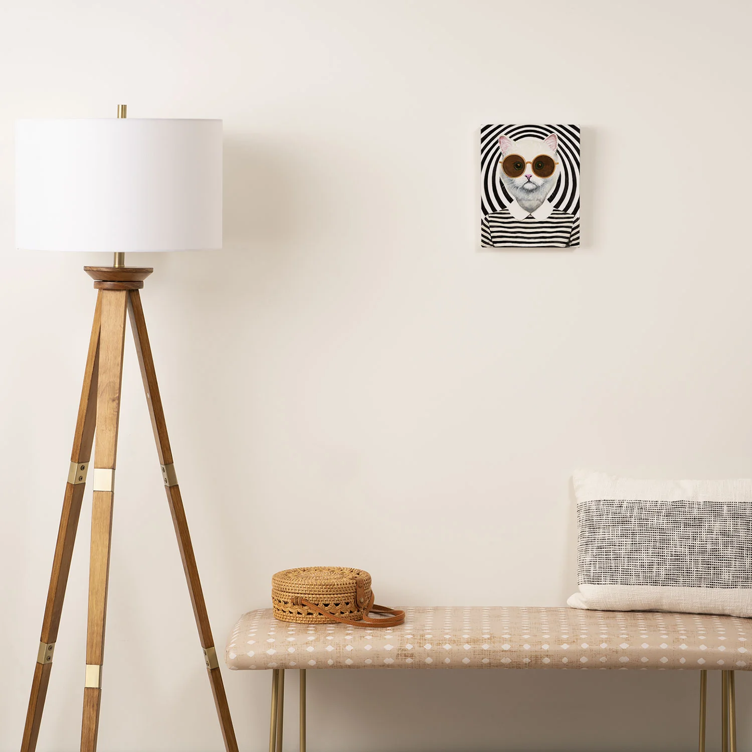 Coco de Paris Stripy Cat Art Canvas - Image 2